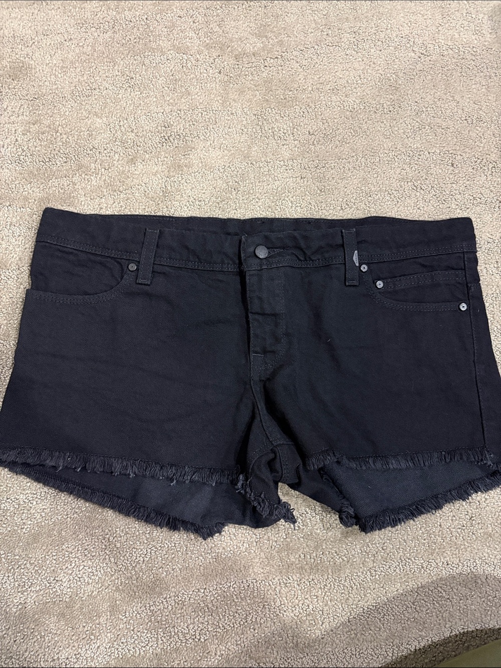 Harley-Davidson Black Frayed Hem Jean Shorts